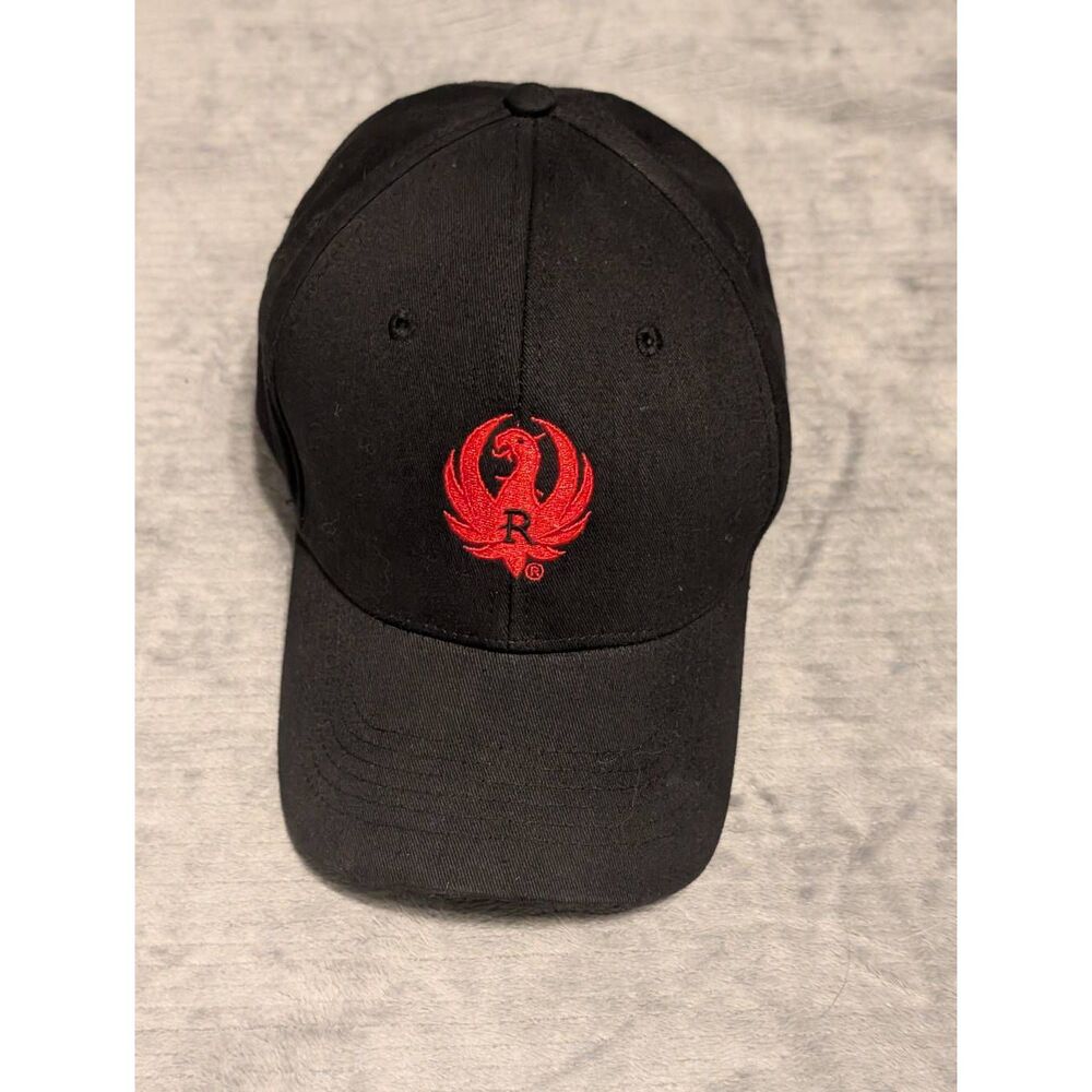 Ruger Solid Black Embroidered Adjustable Baseball Cap Hat / Adult
